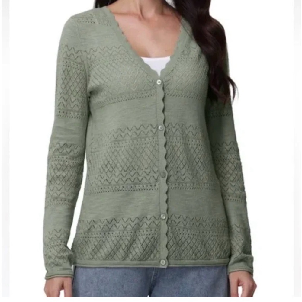 FRYE Women's Green Knit Sweater Medium Women’s Cardigan FRYE Button down